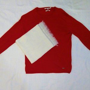 Red Scoop Neck Sweater